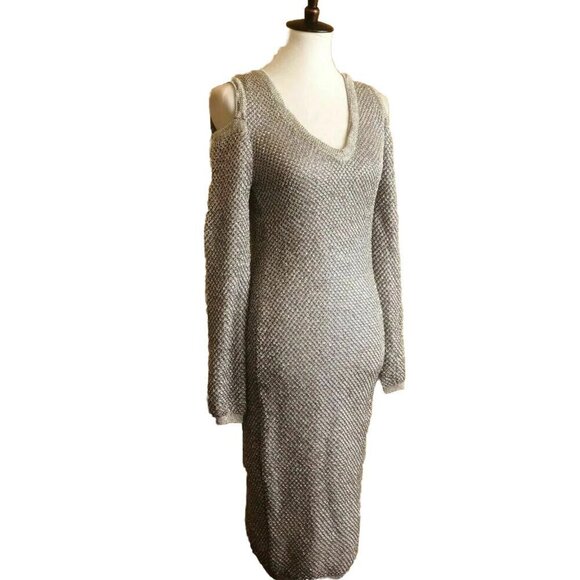 WOW couture Dresses & Skirts - WOW Couture Women’s Gold Metallic Cold Shoulder Bodycon Sheath Dress Size S